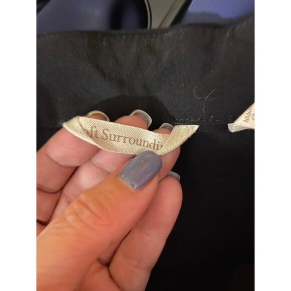 Soft Surroundings Black Ruffled Seam Side Zip Career Ankle Pants Women Sz MP - Picture 3 of 9